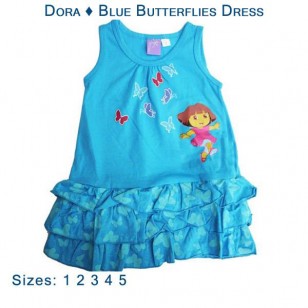 Dora - Blue Butterflies Dress