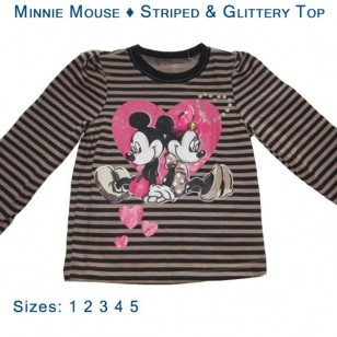Minnie Mouse - Striped & Glittery Top
