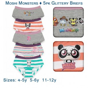 Moshi Monsters - 5pk Glittery Briefs