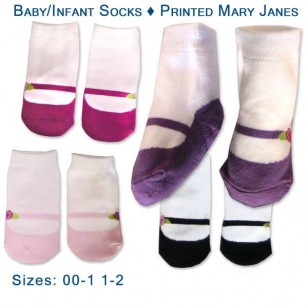 Baby/Infant Socks - Printed Mary Janes